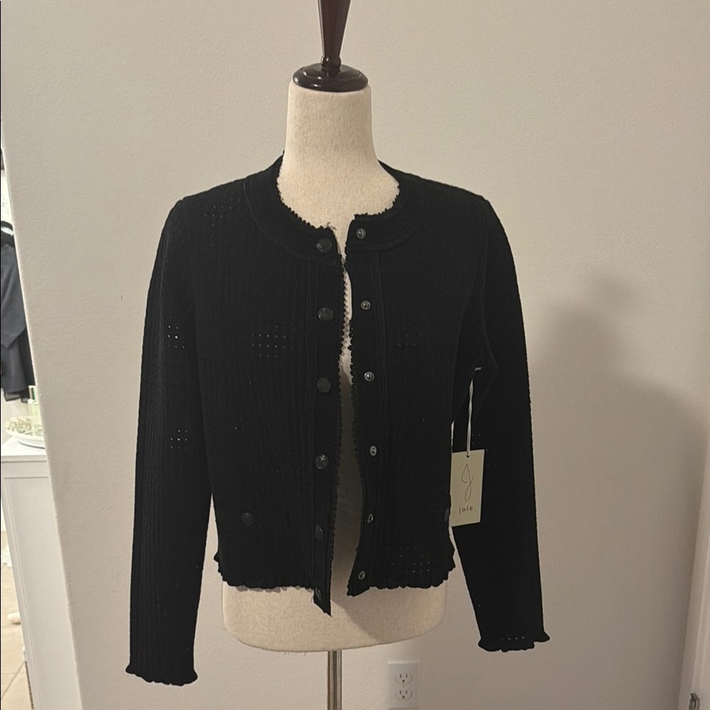 Black Cropped Knit Blazer Jacket